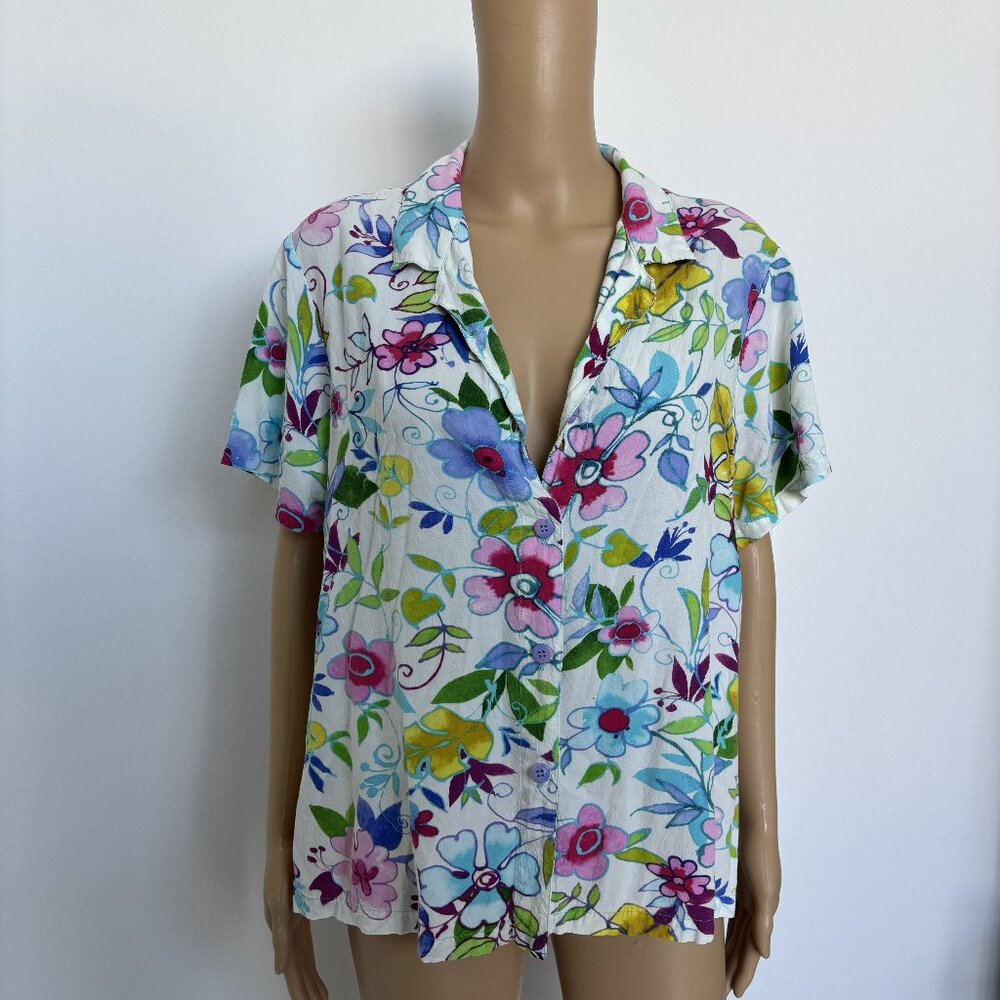 Jams World Floral Button -Down Shirt L